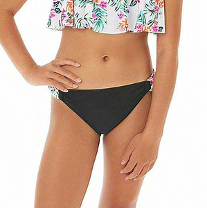 Glitter Beach Girls Floral-Print‎ Bikini Bottom Black 14